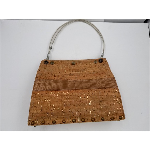 Hardware by Renee Handcrafted Cork Screw Handbag Metal Wire Handles Wood Base - Picture 2 of 9